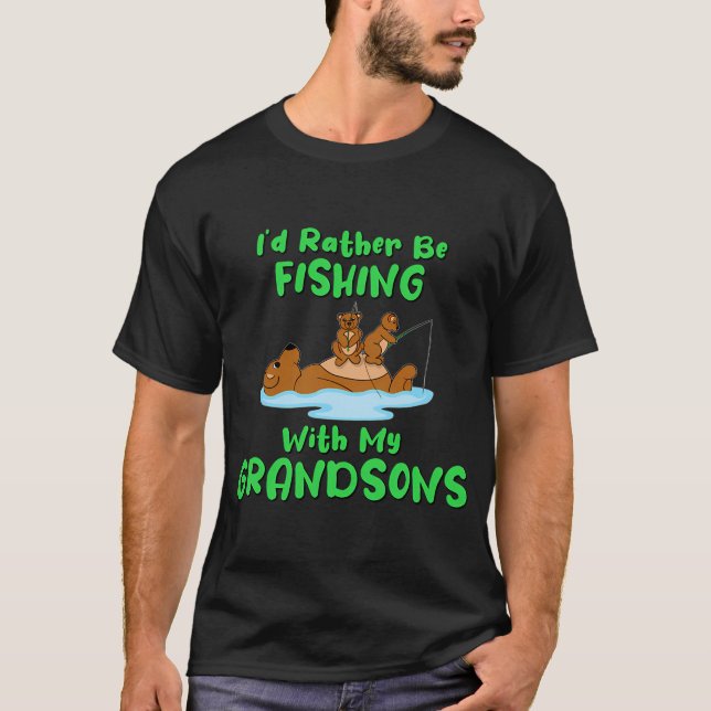 Camiseta Eu preferiria estar pescando com meus netos (Frente)