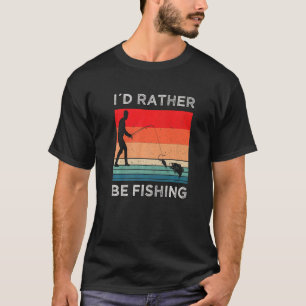 Camiseta Eu Preferiria Estar Pescando Flutuador Vintage de 