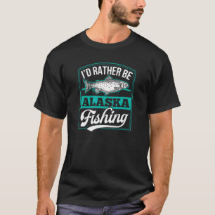 Camiseta Eu Preferiria Estar Pescando no Alasca Piada Ocean