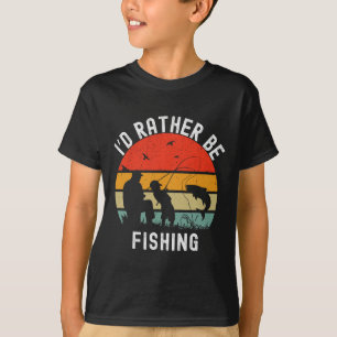 Camiseta Eu Preferiria Estar Pescando Piada B Homens Mulher