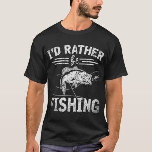 Camiseta Eu Preferiria Estar Pescando Piada de Pescador Hob