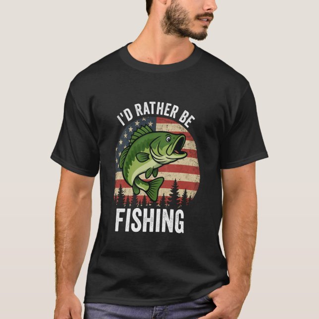 Camiseta Eu Preferiria Estar Pescando Piadas de Pesca Diver (Frente)