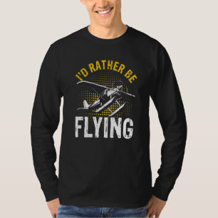 Camiseta Eu Preferiria Estar Voando Divertido Piloto de Avi