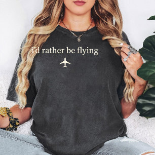 Camiseta Eu Preferiria Estar Voando Gráfico de Avião