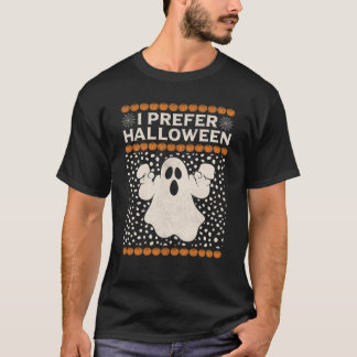 Camiseta Eu prefiro Halloween Skeleton Papais noeis Natal P