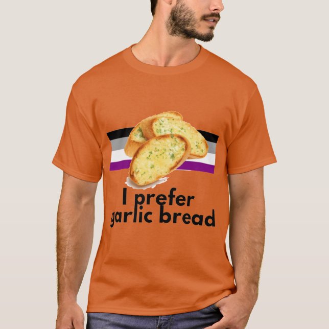 Camiseta Eu Prefiro Pão com Alho Orgulho Asexual Retro (Frente)