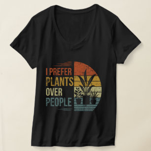 Camiseta Eu Prefiro Plantas a Pessoas Feminino Decote em V