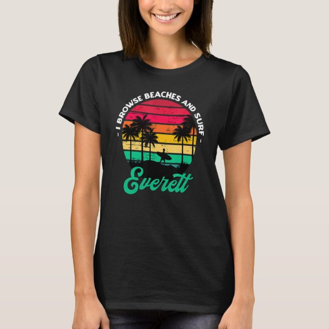 Camiseta Eu Procuro Praias E Surf Everett Surfing (Frente)