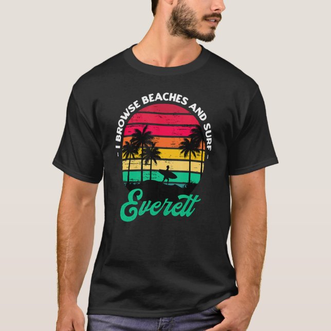 Camiseta Eu Procuro Praias E Surf Everett Surfing (Frente)