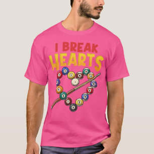 Camiseta Eu Quebro Corações Engraçado Jogador Bilhar Piscin