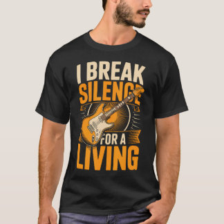 Camiseta Eu Quebro o Silêncio Para Viver Toca Guitarra Rock