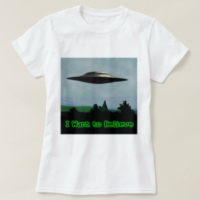 Camiseta Eu quero acreditar (Frente do Design)