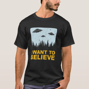 Camiseta Eu Quero Acreditar Piada Espaço OVNI Abdução Alien