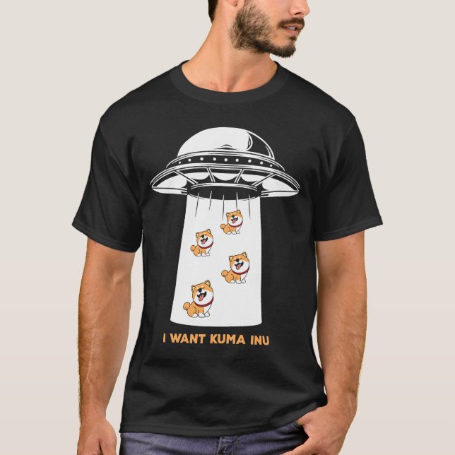 Camiseta Eu quero o Kuma Inu Coin Blockchain Crypto Token D (Frente)