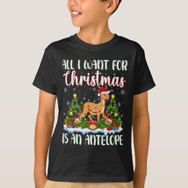Camiseta Eu Quero O Natal É Uma Luz De Árvore De Antílope X (Frente)