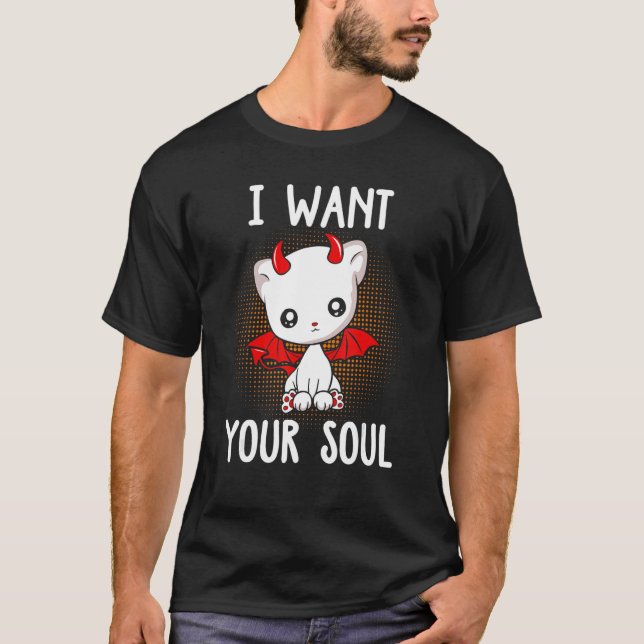 Camiseta Eu Quero O Seu Gato Do Diabo Da Alma Gato Em 2022 (Frente)
