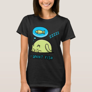 CAMISETA EU QUERO PEIXE GATO ADORMECIDO