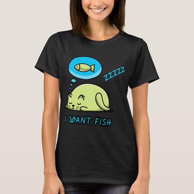 CAMISETA EU QUERO PEIXE GATO ADORMECIDO (Frente)
