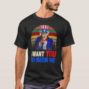 Camiseta Eu Quero Que Você Me Dê Cerveja Tio Sam Bandeira A