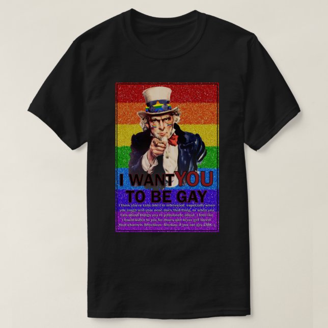 Camiseta Eu quero que você seja gay (Frente do Design)