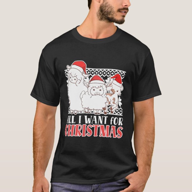 Camiseta Eu Quero Um Animal De Fazenda De Ovino De Llama De (Frente)