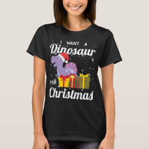 Camiseta Eu Quero Um Dinossauro Para O Natal Engraçado Dino