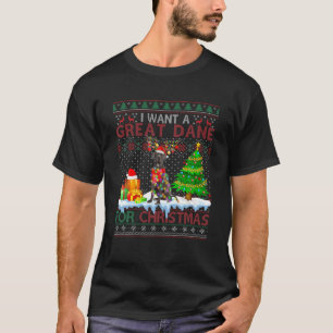 Camiseta Eu Quero Um Grande Dane Para O Docinho De Natal En