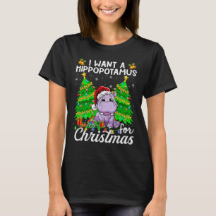 Camiseta Eu Quero Um Hipopótamo Para Luzes De Natal Papai N