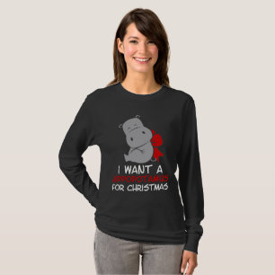 Camiseta Eu quero um hippopotamus para a camisola do Natal