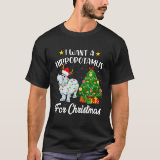 Camiseta Eu Quero Um Hippopotamus Para As Luzes De Natal Hi