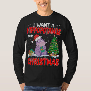 Camiseta Eu Quero Um Hippopotamus Para As Luzes De Natal Hi