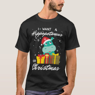 Camiseta Eu Quero Um Hippopotamus Para Férias Engraçadas De