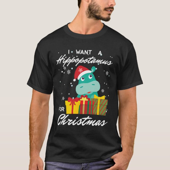 Camiseta Eu Quero Um Hippopotamus Para Férias Engraçadas De (Frente)