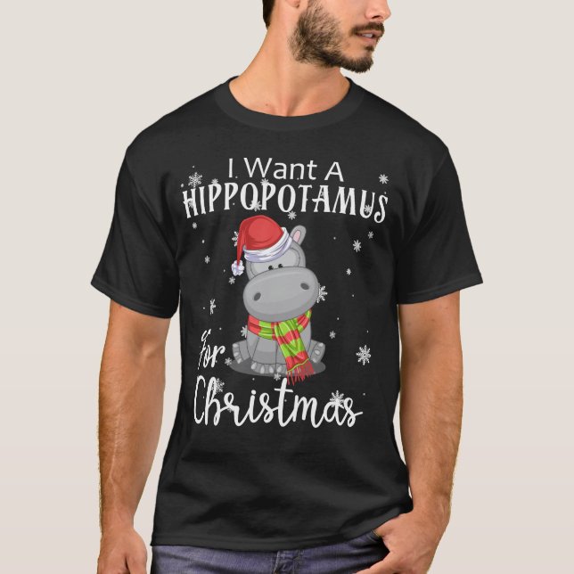 Camiseta eu quero um Hippopotamus para o natal (Frente)