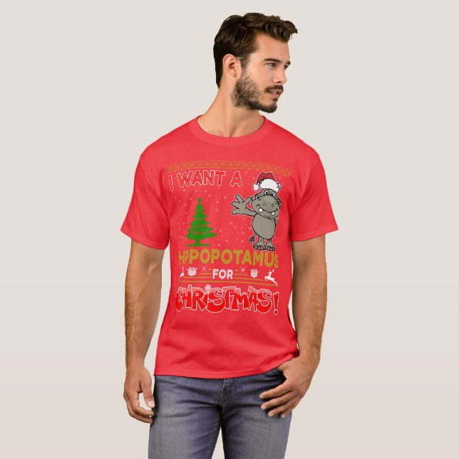 Camiseta eu quero um hippopotamus para o Natal (Frente Completa)