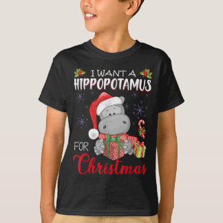 Camiseta Eu Quero Um Hippopotamus Para O Natal Hippo