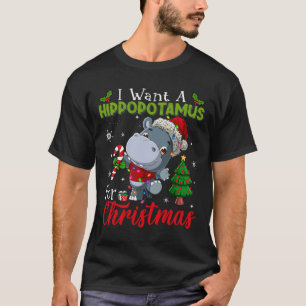 Camiseta Eu Quero Um Hippopotamus Para O Natal Hippo Candy 
