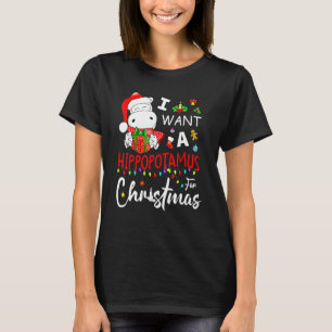 Camiseta Eu Quero Um Hippopotamus Para O Natal Hippo Christ
