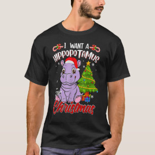 Camiseta Eu Quero Um Hippopotamus Para O Natal Hippo Pajama