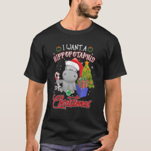 Camiseta Eu Quero Um Hippopotamus Para O Natal Hippo Pajama