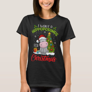 Camiseta Eu Quero Um Hippopotamus Para O Natal Xmas Hippo D