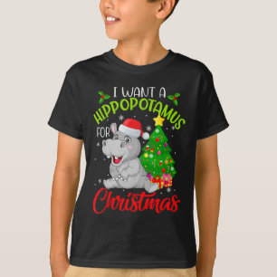 Camiseta Eu Quero Um Hippopotamus Para O Natal Xmas Hippo K