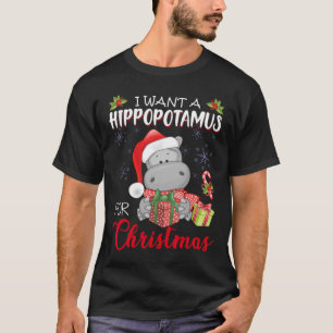 Camiseta Eu Quero Um Hippopotamus Para O Natal Xmas Hippo P