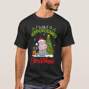 Camiseta Eu Quero Um Hippopotamus Para O Natal Xmas Hippo P