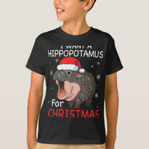 Camiseta Eu Quero Um Hippopotamus Para O Natal Xmas Hippo P