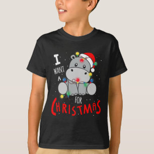 Camiseta Eu Quero Um Hippopotamus Para O Natal Xmas Hippo P