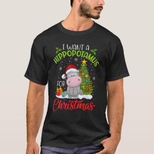Camiseta Eu Quero Um Hippopotamus Para O Natal Xmas Hippo P