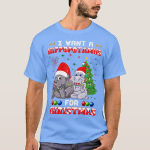 Camiseta Eu Quero Um Hippopotamus Para Um Cute De Natal Hip