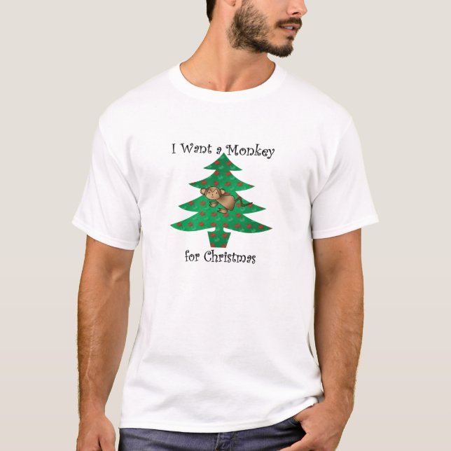 Camiseta Eu quero um macaco para o Natal (Frente)
