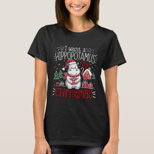 Camiseta Eu Quero Um Pijama De Natal Hippopotâmico Cute Hip
